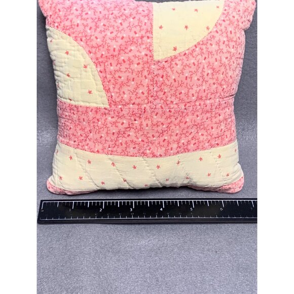 Handmade Vintage Pink & Cream Patchwork Quilted Pillow - Picture 2 of 7